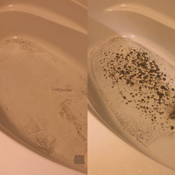 Two bathtubs showing the toxicity differences between two different people