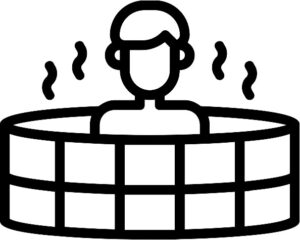 Man in a hot tub drawing